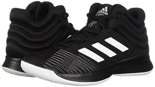 adidas Unisex Pro Spark 2018 Basketball Shoe, Black/White/Grey, 4 M US Big Kid