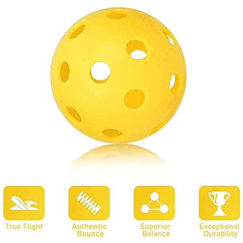 hrongshk 3 Pack Pickleball Balls, Professional Patented 26 DrilledHole Design Pickleball Balls Indoor Pickleballs, High-Vis Optic Yellow Pickleball Balls