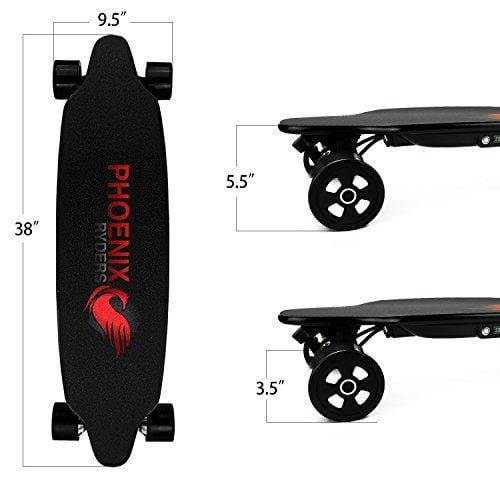 PHOENIX RYDERS Electric Skateboard Top Speed 25 MPH, Max Range 18.6 Miles, Dual Motors Electric Longboard with Remote Controller
