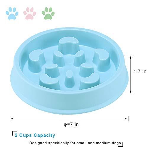 UPSKY Slow Feeder Dog Bowl Fun Feeder No Chocking Slow Feeder Bloat Stop Dog Cat Food Water Bowl with Funny Pattern, Blue