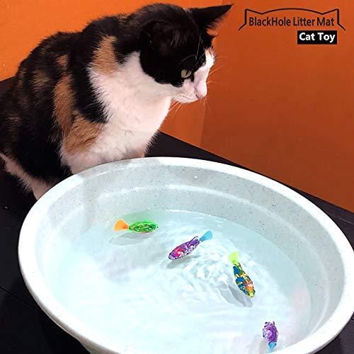 BlackHole Litter Mat Interactive Swimming Robot Fish Toy for Cat/Dog with LED Light (4 pcs), Cat & Dog Toy to Stimulate Your Pet's Hunter Instincts