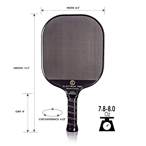 Electrum Pickleball Electrum Pro Paddle USAPA Approved | Carbon Fiber Surface | Polypropylene Honeycomb Core | Best Paddle for Spin and Power | Lightweight
