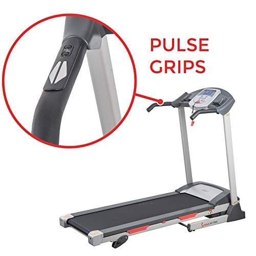 Sunny Health & Fitness SF-T7603 Electric Treadmill w/ 9 Programs, 3 Manual Incline, Easy Handrail Controls & Preset Button Speeds, Soft Drop System