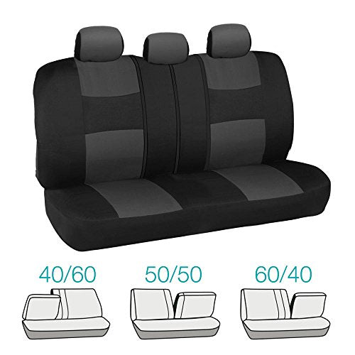 BDK OS309CC Charcoal Gray Polypro Black/Car Seat Cover, Easy Wrap Two-Tone Accent for Auto, Split Bench