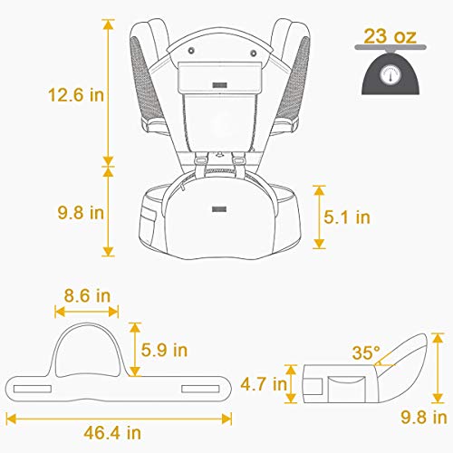 Baby - Carrier, 6-in-1 Baby Carrier with Waist Stool-, FRUITEAM Baby Carrier with Hip Seat for Breastfeeding, One Size Fits All - Adapt to Newborn, Infant & Toddler (Blue)