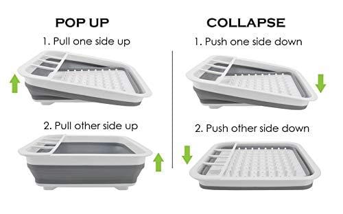 SPENING Collapsible Dish Drying Rack - Dish Drainer Drainboard Set for Small Kitchen Camper RV Caravan Travel Trailer