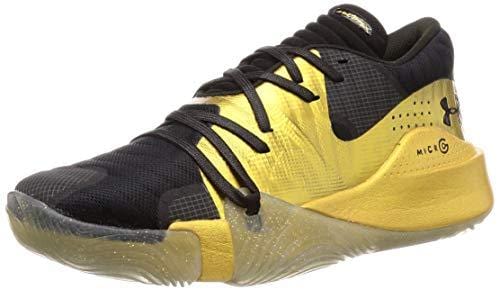 Under Armour Men's Spawn Low Basketball Shoe, Black (003)/Metallic Gold, 12.5 M US