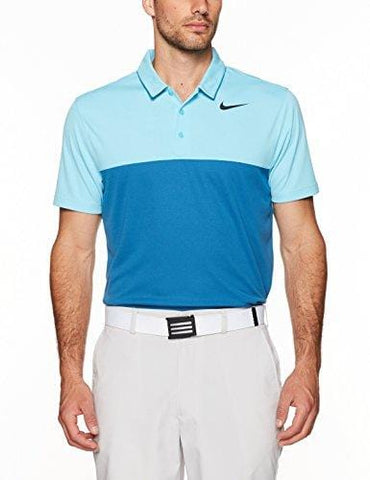 NIKE Men's Icon Heather Polo, Vivid Sky/Industrial Blue/Black, Medium