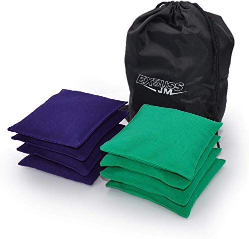 JMEXSUSS Weather Resistant Standard Corn Hole Bags, Set of 8 Regulation Cornhole Bags for Tossing Game (Blue/Green)