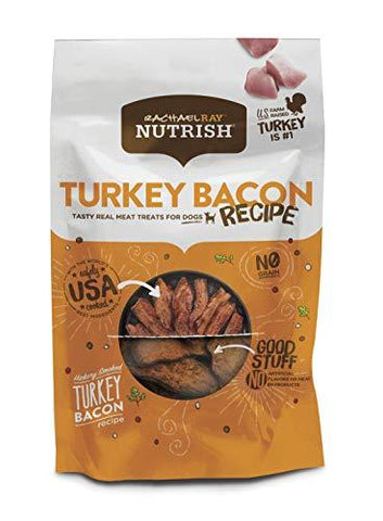 Rachael Ray Nutrish Turkey Bacon Grain Free Dog Treats, Hickory Smoked Turkey Bacon Recipe, 12 Oz.