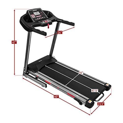 Merax Heavy Duty Electric Folding Treadmill Running Jogging Machine, Shock-Absorbing Double Layer Running Board, Large LCD Panel with Phone/Pad/Cup Holder (Black)