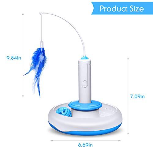 isYoung Cat Teasing Toy, Electric Mute Training Cat Toy Kitten Rotating Teaser Feather, Fun Playing Interactive Smart Game Pet Toy (Cat Teasing Toy)