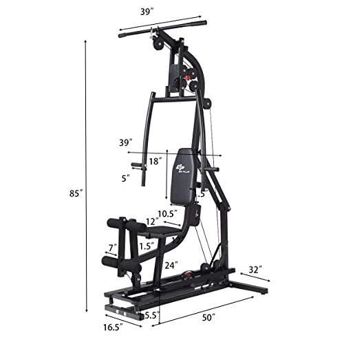 GOPLUS Multifunctional Trainer Free Weight Strength Training Home Gym Station Workout Machine for Total Body Training Max Load 330LBS (Black)