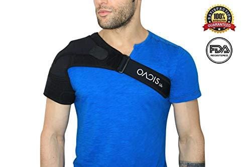 Shoulder Brace with Pressure Pad by OacisLife | [2019 Version] Neoprene Rotator Cuff Compression Support Sleeve for Injury Prevention, Dislocated AC Joint, Labrum Tear, Tendonitis and Fracture - For M