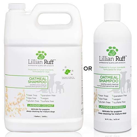 Lillian Ruff Oatmeal Dog Shampoo - Lavender Coconut Scent with Aloe - Deodorize and Soothe Dry Itchy Skin - Gentle Cleanser for Normal to Sensitive Skin - Made in USA