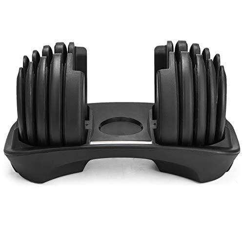 Popsport 52.5LBS Adjustable Dumbbell 1 PCS Fitness Dumbbell Standard Adjustable Dumbbell Handle Weight Plate Home Gym System- Building Muscle