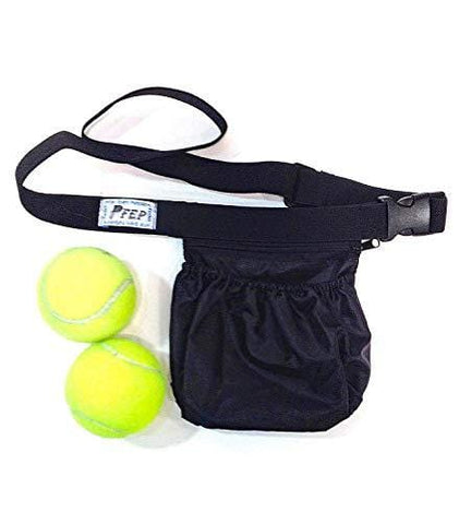 Tennis Ball Holder Bag | SPORTS & TRAVEL HIP PACK - Black | Pickleball Holder | PERFECT TRAVELING AIRPORTS (Tennis Balls, Pickle Balls, iPhone, Keys, Passport) Pocket For Every Purpose (PFEP)