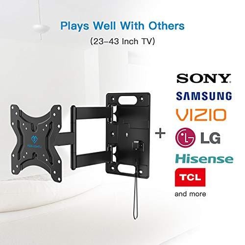Perlesmith RV Lockable TV Wall Mount for Most 23-43 Inch LED, LCD, OLED Plasma, Flat Screen TVs Full Motion with Articulating Arm Bears up to 77 lbs Swivels Tilts Extends for MotorHomes Camper Trailer