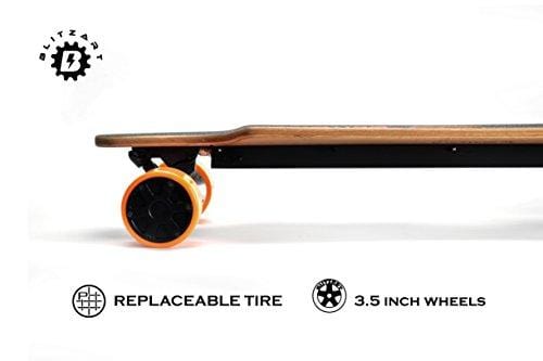 BLITZART Huracane GT 38" Dual Electric Longboard Skateboard Samsung Battery 3.5" PU Wheels Changeable Tires (Orange)