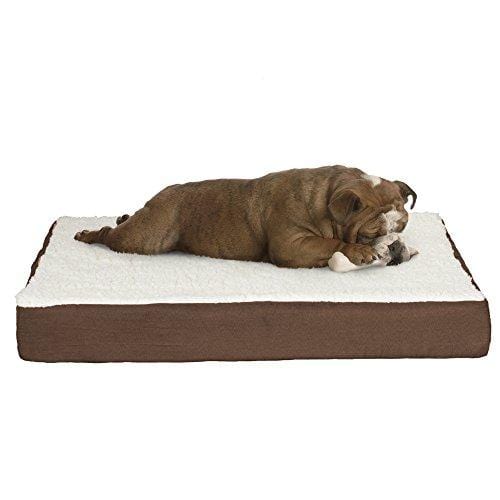 PETMAKER Orthopedic Sherpa Top Pet Bed with Memory Foam and Removable Cover 30x20.5x4 Brown