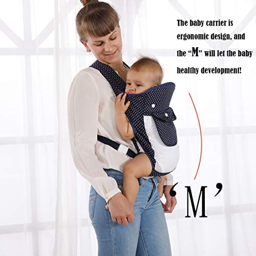 Baby Carrier, All-in-1 Positions Convertible Infant Carrier Adjustable Straps Breathable Mesh Ergonomic Soft Carrier (Blue Net)