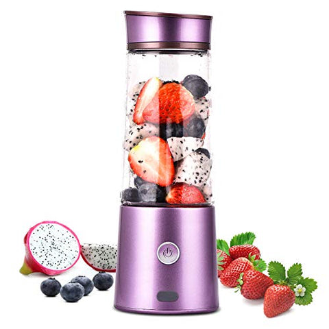 Kacsoo Portable Smoothie Blender, M650 USB Blender for Shakes and Smoothies, Fruit Mixer Juicer Cup, Multifunctional Single Serve Personal Travel Blender, with 5200 mAh Rechargeable Battery, FDA BPA Fre (Purple)