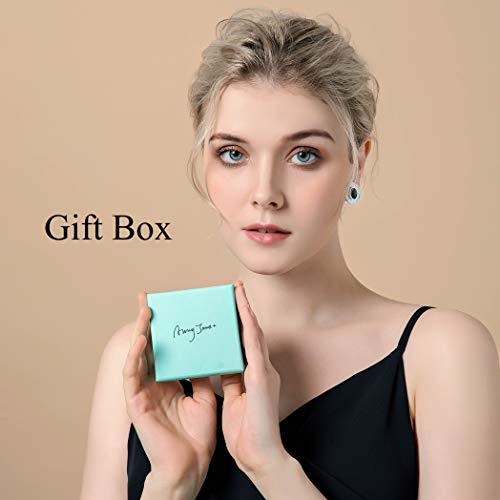 AMYJANE Crystal Jewelry Set Bride Bridesmaid- Sterling Silver Round Cubic Zirconia Crystal cz Bridal Pendant Necklace Earrings Set for Women Party Prom