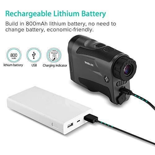 BOBLOV 650Yards Golf Rangefinder with Pinsensor 6X Magnification Support Vibration and USB Charging Flag Lock Distance Speed Measurement Range Finder (Black Without Slope)