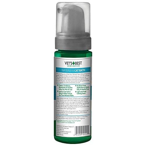 Vet's Best No Rinse Waterless Dry Shampoo for Cats, Natural and Veterinarian Formulated