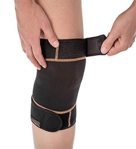Copper Fit Unisex-Adult's Rapid Relief Knee Wrap with Hold/Cold Therapy, Black, One Size Fits All