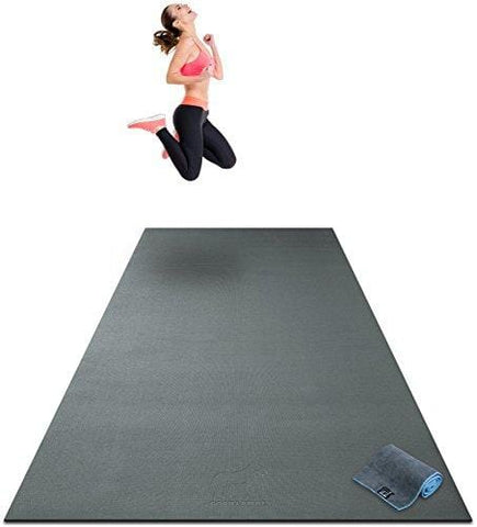 Premium Extra Large Exercise Mat - 10' x 4' x 1/4" Ultra Durable, Non-Slip, Workout Mats for Home Gym Flooring - Plyo, MMA, Cardio Mat - Use with or Without Shoes (120" Long x 48" Wide x 6mm Thick)