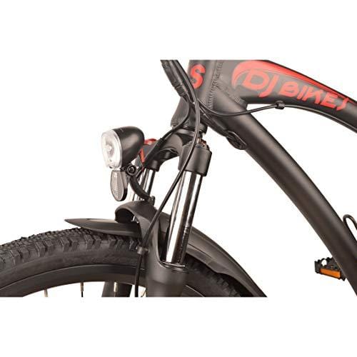DJ Mountain Bike 750W 48V 13Ah Power Electric Bicycle, UL 2849, Matte Black, LED Bike Light, Fork Suspension and Shimano Gear,