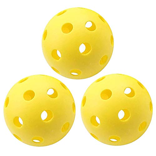 hrongshk 3 Pack Pickleball Balls, Professional Patented 26 DrilledHole Design Pickleball Balls Indoor Pickleballs, High-Vis Optic Yellow Pickleball Balls