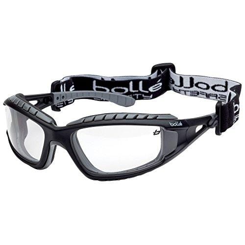 Bollé Safety 253-TR-40085 Tracker Safety Eyewear with Black/Gray Polycarbonate + TPE Full Frame and Clear Lens