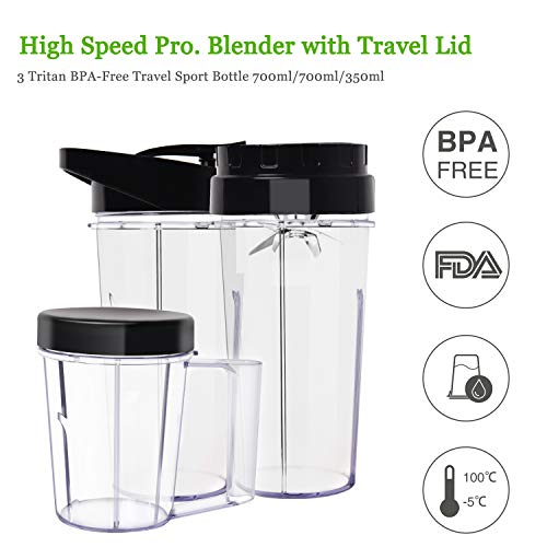 Blender 800W Smoothie Blender Mini High-Speed Personal Blender/Mixer Bullet Blender for Shakes and Smoothies Juices Nuts Coffee Bean Baby Food with 3pcs BPA-Free Portable Travel Blender Bottles in Silver