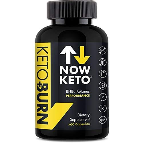 NOW KETO Keto + Burn Exogenous BHB Ketone Supplement Capsules | Best Keto Diet | Ketosis Supplement to Support Fat Burn, Boosts Energy with Beta Hydroxybutrate Salts for Weight Loss 60 Capsules
