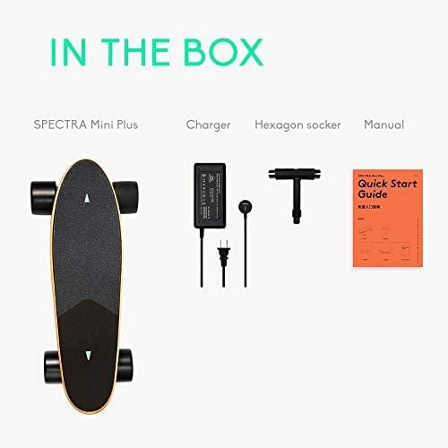 WALNUTT Spectra Mini Plus Electric Skateboard with 3D Posture Control Hub Motors Boosted Maple Board Bluetooth Connectivity Top Speed 12.4 mph Range 6.2 Miles Varying Speeds Smart Braking 9.2 lbs