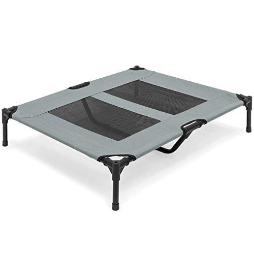 Best Choice Products 36in Outdoor Raised Mesh Cot Cooling Dog Pet Bed w/Removable Canopy, Travel Bag - Gray