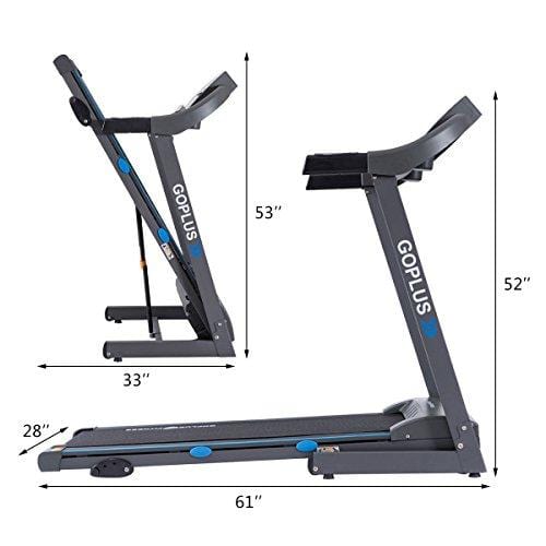 Goplus 2.25HP Electric Folding Treadmill with Incline, Walking Running Jogging Fitness Machine with Blue Backlit LCD Display for Home & Gym Cardio Fitness (Black Jaguar Ⅲ)