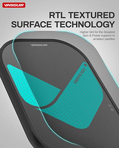 VINSGUIR Pickleball Paddle, Graphite Carbon Fiber Pickleball Paddles with Reinforced 16mm Polypropylene Honeycomb Core, Cushion Comfort Pickleball Paddle Grip, USA Pickleball Approved