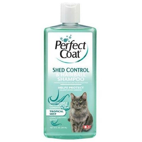 8 In 1 Pet Products CEOM637 Perfect Coat Shed and Hairball Control Cat Shampoo, 10-Ounce