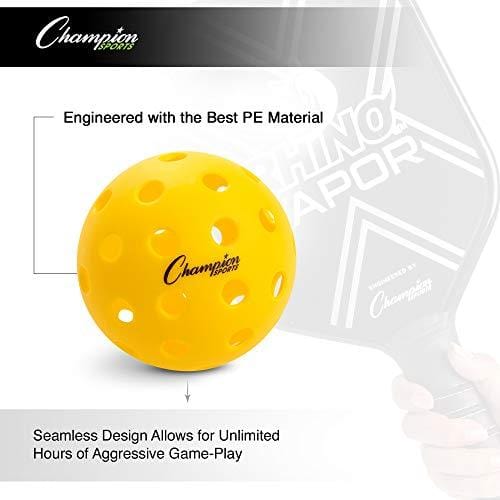 Champion Sports Outdoor Pickleball Balls: Official Size Outdoor Pickleballs - Yellow Pickleball Ball Set for Outdoor Courts - 6 Pack [product _type] Champion Sports - Ultra Pickleball - The Pickleball Paddle MegaStore