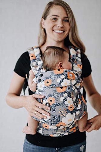 Baby Tula Explore Baby Carrier 7 – 45 lb, Adjustable Newborn to Toddler Carrier, Multiple Ergonomic Positions, Front and Back Carry, Easy-to-Use, Lightweight – French Marigold, Blue-Gray Floral