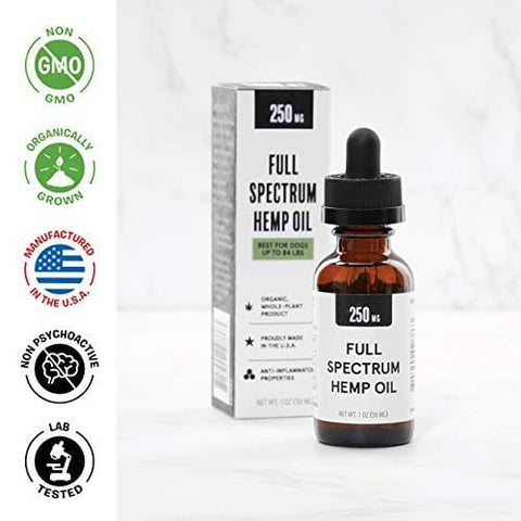 BarkBox 250mg, 1oz Natural and Organically Grown Hemp Oil for Dogs and Pets - for Anxiety, Hip and Joint, or General Pain Relief - 3rd Party Tested, Grown and Extracted in The USA