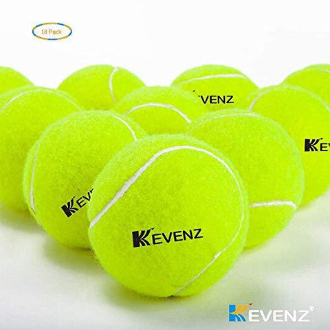 KEVENZ 18-Pack Standard Pressure Training Tennis Balls, Highly Elasticity, More Durable, Good for Beginner Training Ball
