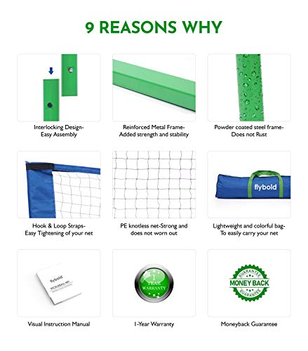 Pickleball Nets Portable Outdoor Portable Pickleball Net Regulation Size Equipment Lightweight Sturdy Interlocking Metal Posts with Carrying Bag for Indoor Outdoor Pickle Ball Game Court 22ft