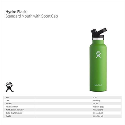 Hydro Flask 21 oz Water Bottle | Stainless Steel & Vacuum Insulated | Standard Mouth with Sport Cap | Mint
