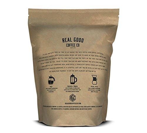 Real Good Coffee Co USDA Certified Organic Dark Roast Whole Bean Coffee, 2 Pound Bag, 100% Organic Arabica Coffee Beans