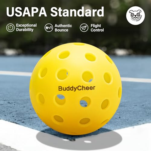 BuddyCheer Pickle Ball, Outdoor Pickleball Balls Set, 4 Pack, 40 Hole, Pickleball Gifts for Women & Men, Pickle-Ball Equipment