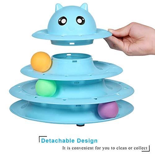 UPSKY Cat Toy Roller Cat Toys 3 Level Towers Tracks Roller with Three Colorful Ball Interactive Kitten Fun Mental Physical Exercise Puzzle Toys